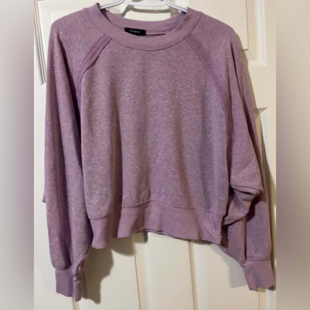 Tattoo purple cropped sweatshirt with dolman sleeves large